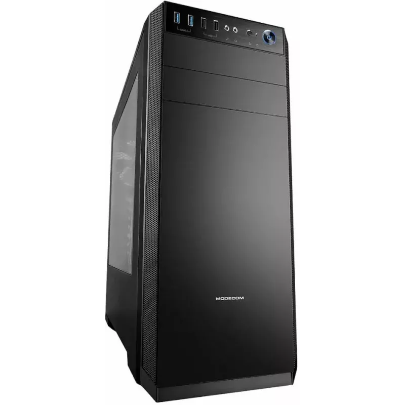 PC-Gehäuse MODECOM Oberon Pro Midi Tower – Schwarz, ATX/ITX/Micro ATX, gehärtetes Glas, bis zu 395 mm GPU