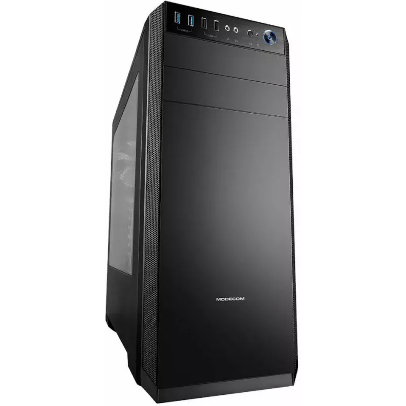 PC-Gehäuse MODECOM Oberon Pro Midi Tower – Schwarz, ATX/ITX/Micro ATX, gehärtetes Glas, bis zu 395 mm GPU