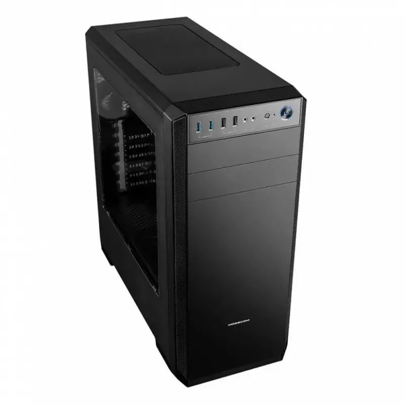 PC-Gehäuse MODECOM Oberon Pro Midi Tower – Schwarz, ATX/ITX/Micro ATX, gehärtetes Glas, bis zu 395 mm GPU