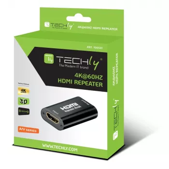AV-Repeater TECHLY IDATA-HDMI2-RIP4KT — HDMI 2.0, HDCP 2.2, 4096×2160, maximale Distanz 40 m, schwarz