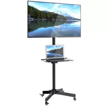 Techly Trolley Floor Stand LCD/LED/Plasma 23 inch-55 inch, 58.4 cm (23 inch), 139.7 cm (55 inch), 50 x 50 mm, 400 x 400 mm, -15 - 15°, Schwarz