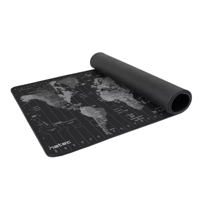 Mauspad NATEC Time Zone Map Maxi — Stoff 400×800 mm, 2,5 mm, wasserdicht, rutschfest