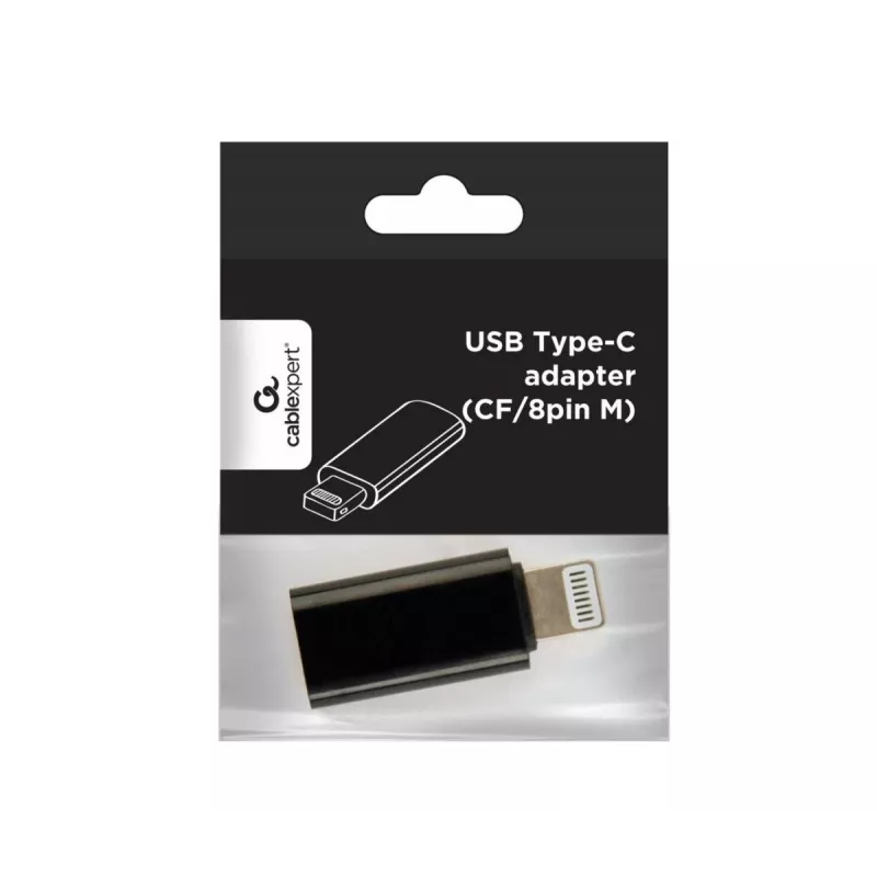 Gembird A-USB-CF8PM-01 Kabeladapter USB Typ-C 8-Pin auf..., Schwarz