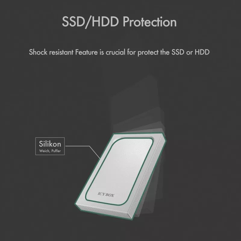 ICY BOX IB-241WP HDD/SSD-Gehäuse Anthrazit, Silber 2,5 Zoll