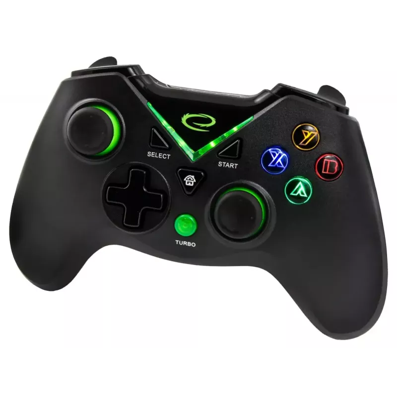 Kabelloses Gamepad ESPERANZA EGG112K 2,4 GHz für PC und PS3, USB-Empfänger, schwarz, 12 Tasten, analoge Sticks