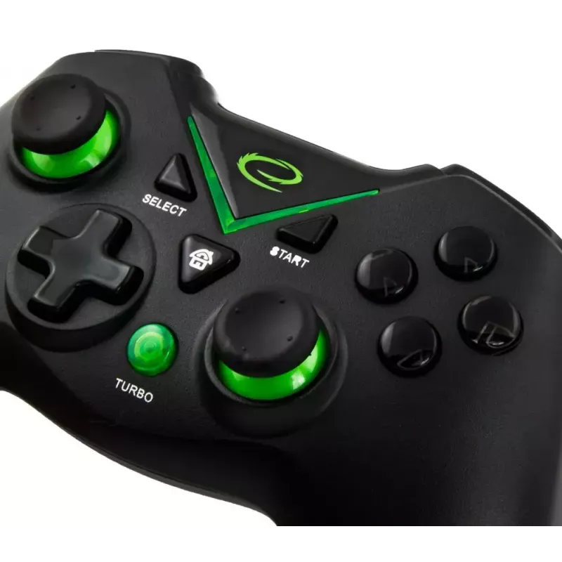 Kabelloses Gamepad ESPERANZA EGG112K 2,4 GHz für PC und PS3, USB-Empfänger, schwarz, 12 Tasten, analoge Sticks
