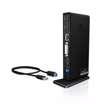 ICY BOX IB-DK2241AC Kabelgebunden USB 3.2 Gen 1 (3.1 Gen 1) Type-A Schwarz