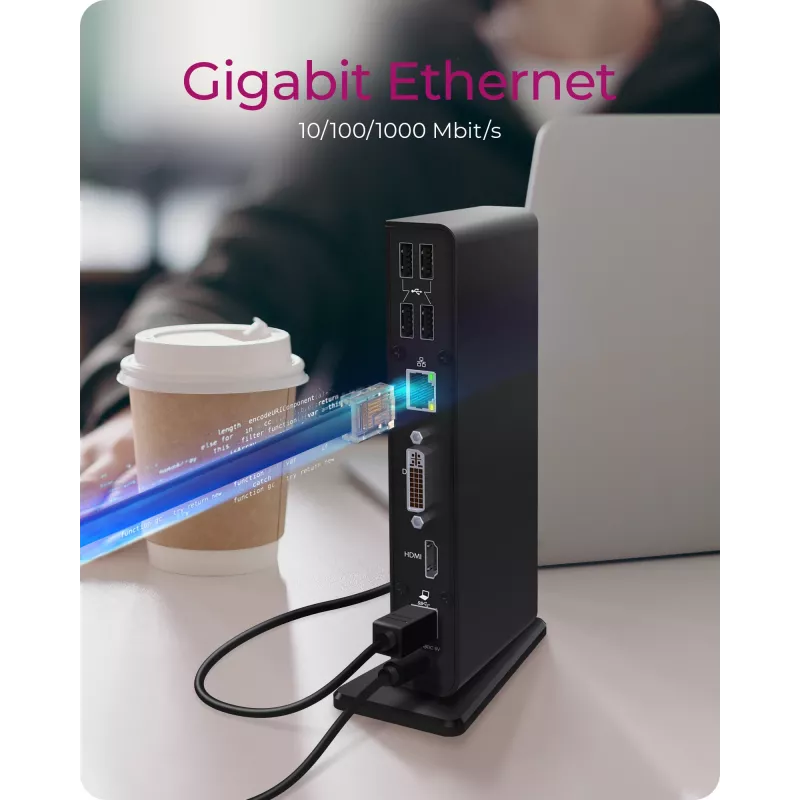 ICY BOX IB-DK2241AC Kabelgebunden USB 3.2 Gen 1 (3.1 Gen 1) Type-A Schwarz