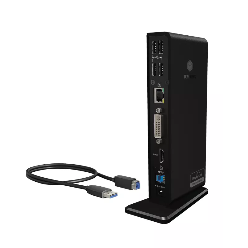 ICY BOX IB-DK2241AC Kabelgebunden USB 3.2 Gen 1 (3.1 Gen 1) Type-A Schwarz