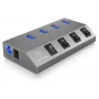 ICY BOX IB-HUB1405 USB 3.2 Gen 1 (3.1 Gen 1) Type-B 5000 Mbit/s Anthrazit