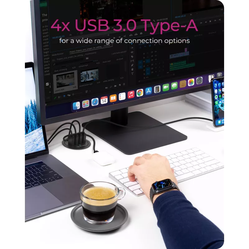 ICY BOX IB-HUB1403 USB 3.2 Gen 1 (3.1 Gen 1) Typ-A 5000 Mbit/s Schwarz