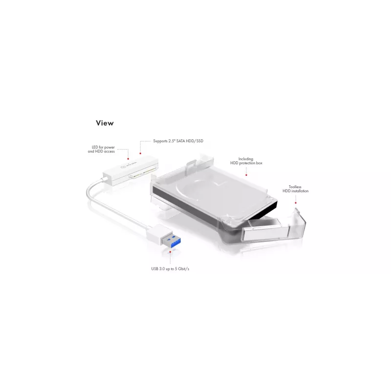 ICY BOX IB-AC703-U3 HDD/SSD-Gehäuse Weiß 2,5 Zoll