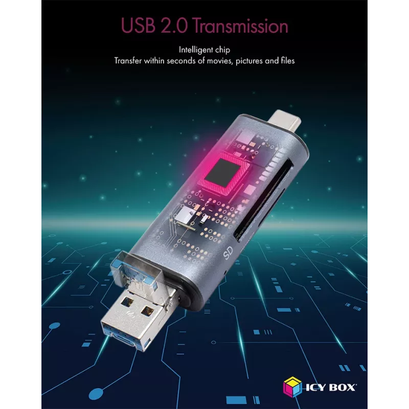 ICY BOX IB-CR200-C Kartenleser USB 2.0 Schwarz