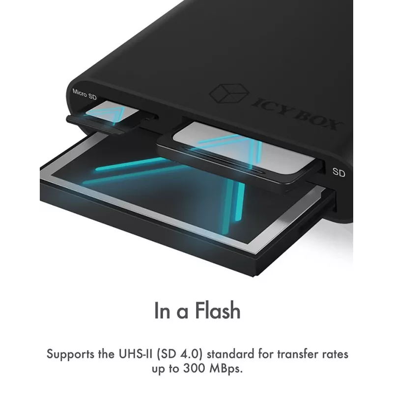 ICY BOX IB-CR301-U3 Kartenleser USB 3.2 Gen 1 (3.1 Gen 1) Schwarz