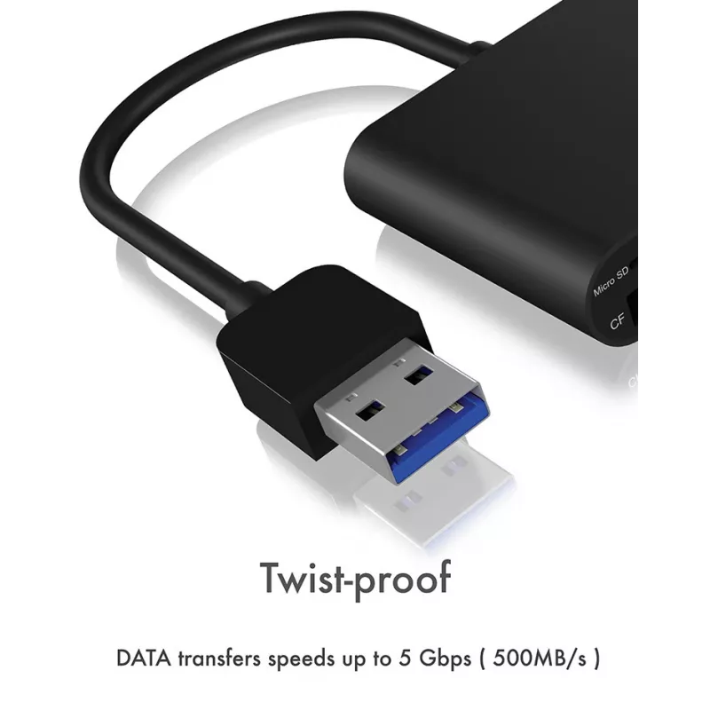 ICY BOX IB-CR301-U3 Kartenleser USB 3.2 Gen 1 (3.1 Gen 1) Schwarz