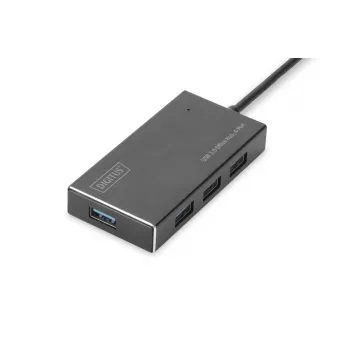 DIGITUS USB 3.0 Hub, 4-fach inkl. 5V/2A Netzteil Aluminiumgehäuse