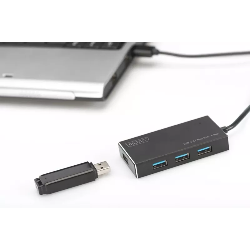 DIGITUS USB 3.0 Hub, 4-fach inkl. 5V/2A Netzteil Aluminiumgehäuse