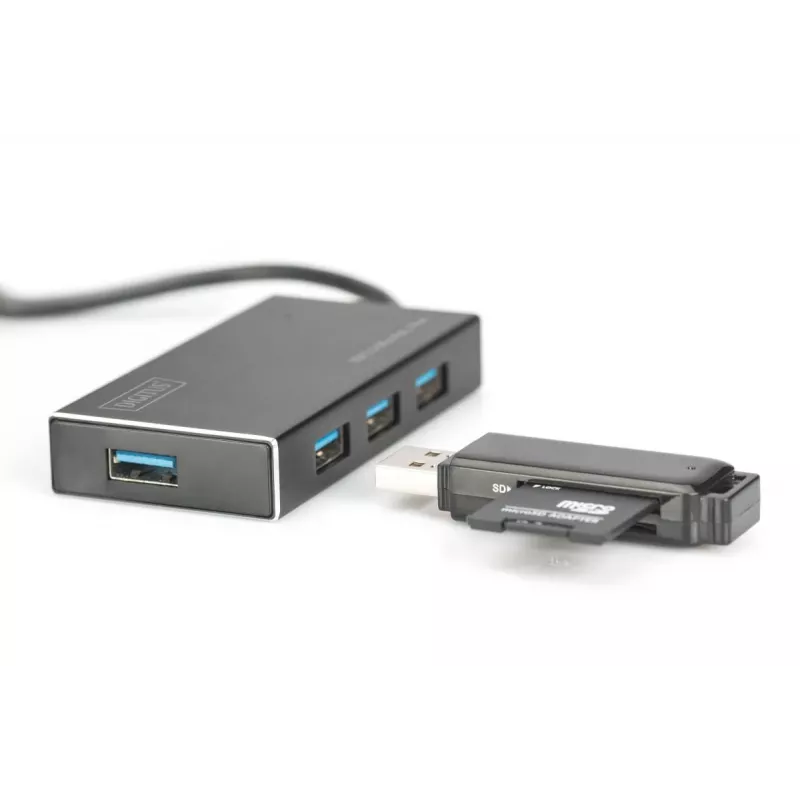 DIGITUS USB 3.0 Hub, 4-fach inkl. 5V/2A Netzteil Aluminiumgehäuse