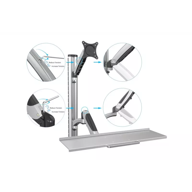 DIGITUS Flexible Wandhalterung für Arbeitsplätze für Monitor+Tastatur (DA-90354)