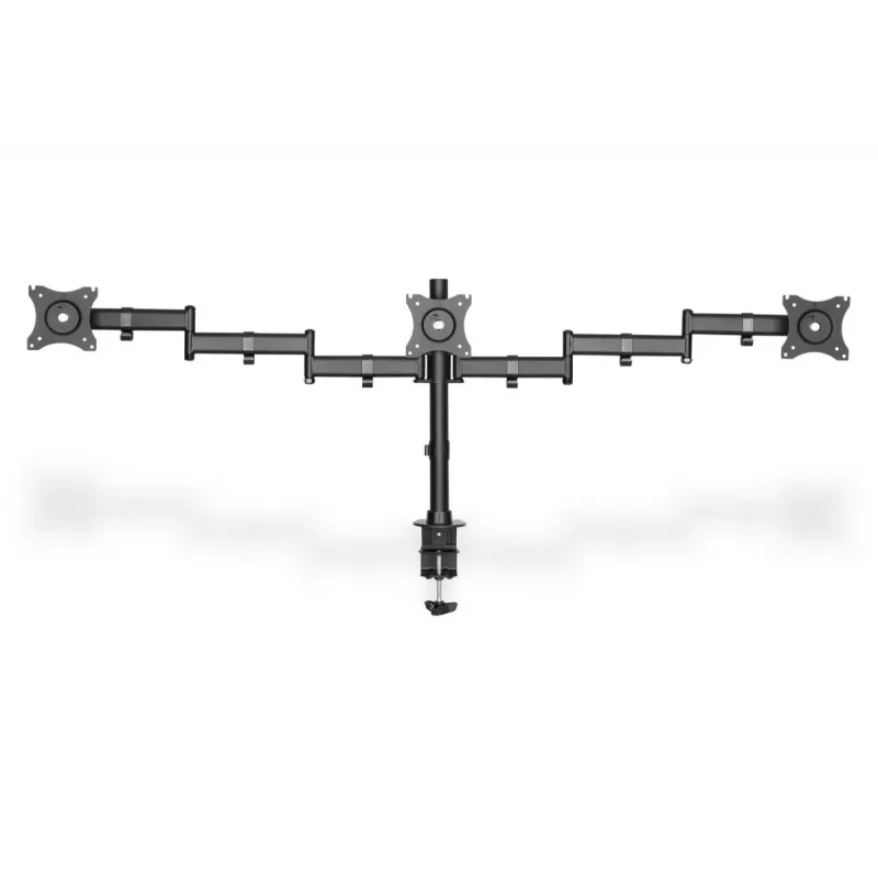 DIGITUS Triple Monitor Desk clamp mount, Schwarz 90degree Swivel,45degree Tilt,rotate 360degree,15-27in TFT, max load 3x8Kg,VESA max100x100