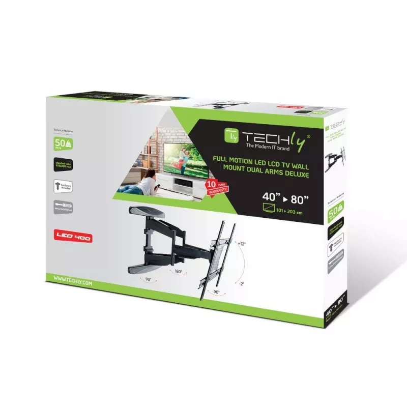 Techly 40-80 Ultra schlank Full Motion LCD TV Wandhalterung Schwarz” ICA-PLB 172L
