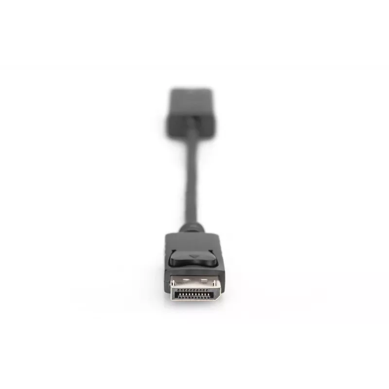 DIGITUS ASSMANN DisplayPort-Adapterkabel, DP - HDMI Typ A M/F, 20 cm mit Verriegelung, HDMI Ver. 2.0, aktiv, CE, gold, schwarz