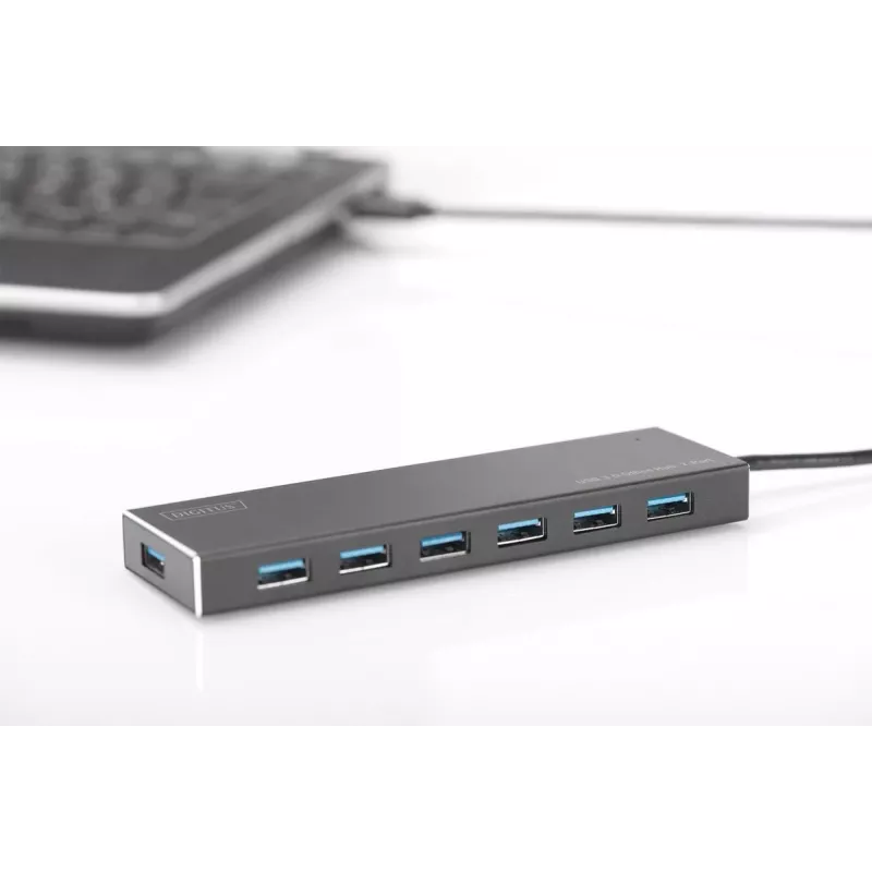 DIGITUS USB 3.0 Hub, 7-Port inkl. 5V/3,5A Netzteil, Aluminiumgehäuse