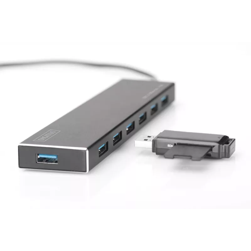 DIGITUS USB 3.0 Hub, 7-Port inkl. 5V/3,5A Netzteil, Aluminiumgehäuse