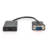 DIGITUS VGA zu HDMI Konverter + Audio (3,5mm) Full HD (1080p), Kabeltyp 15cm schwarz