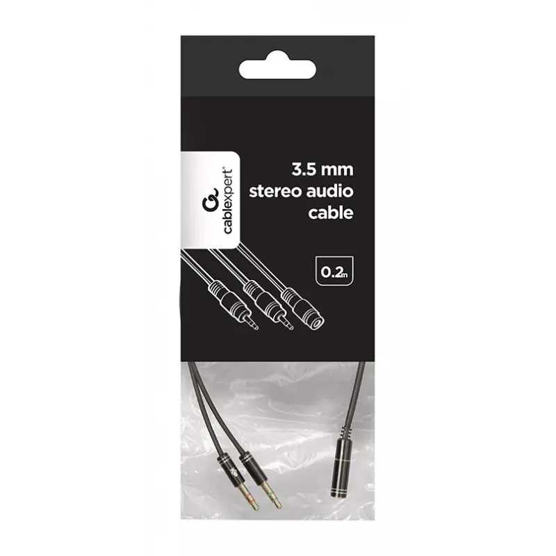 Audio-Adapter Gembird CCA-418M 3,5 mm Buchse auf 2×3,5 mm Stecker, 0,2 m, schwarz