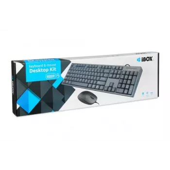 Kabelgebundenes Tastatur-Maus-Set IBOX IKMS606 — Full-Size-QWERTY-UK-Englisch-Tastatur, USB, schwarz, Maus 800 DPI
