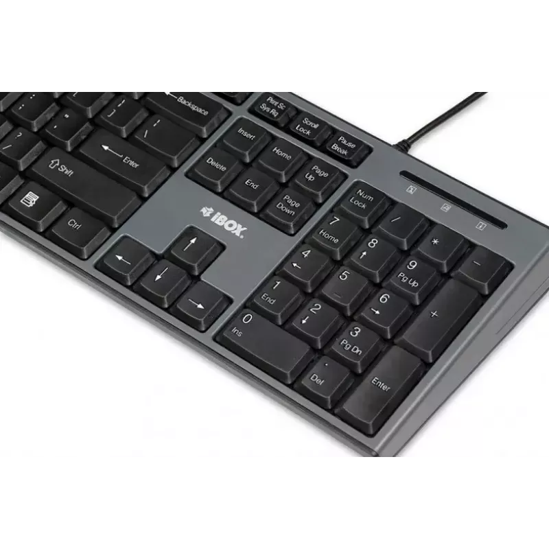 Kabelgebundenes Tastatur-Maus-Set IBOX IKMS606 — Full-Size-QWERTY-UK-Englisch-Tastatur, USB, schwarz, Maus 800 DPI