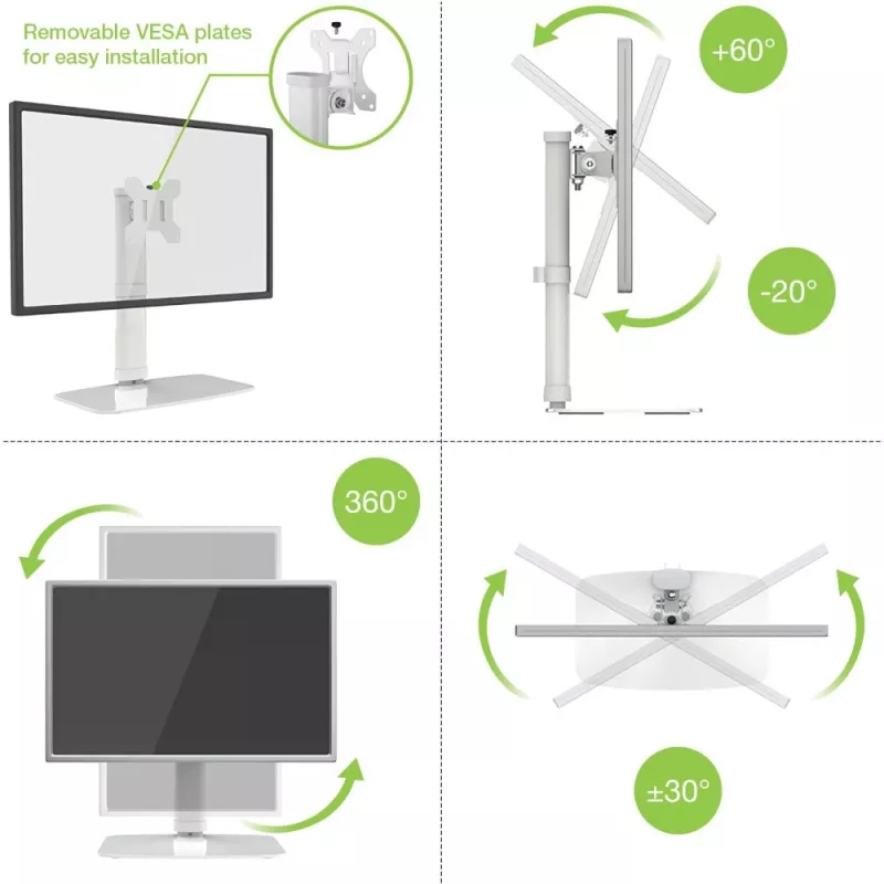 Techly ICA-LCD 260 Monitorhalterung / Ständer 68,6 cm (27 Zoll) Schreibtisch Weiß