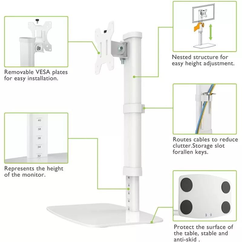 Techly ICA-LCD 260 Monitorhalterung / Ständer 68,6 cm (27 Zoll) Schreibtisch Weiß