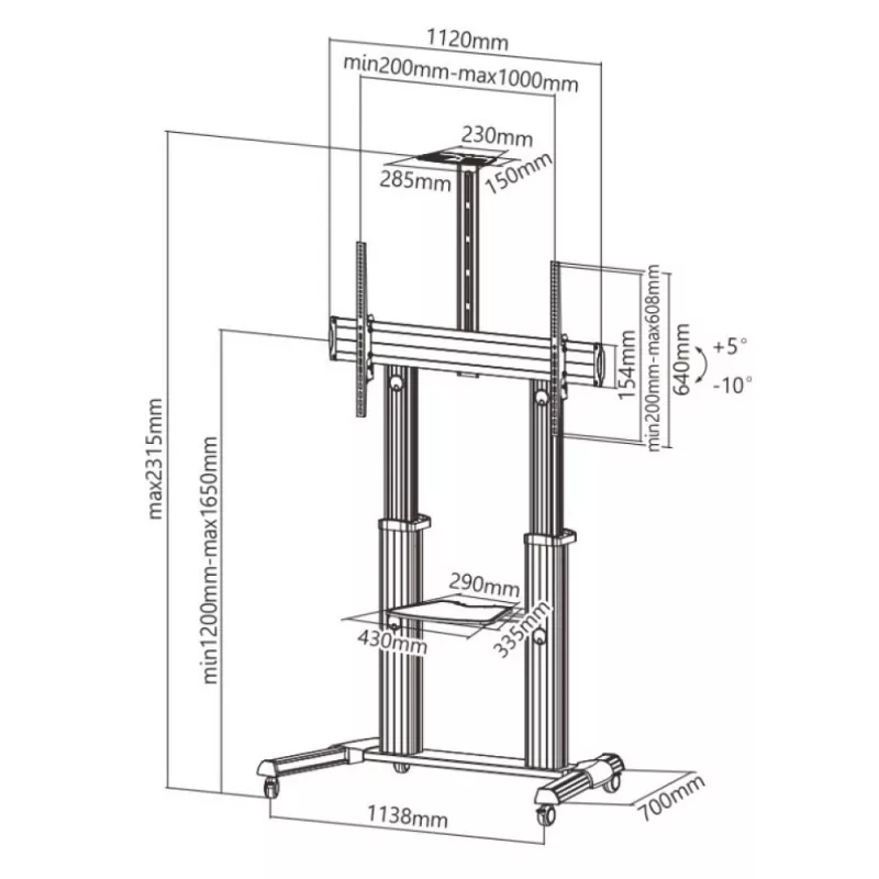 Techly ICA-TR24 TV-Schrank/Entertainment-Center 1 Regalboden