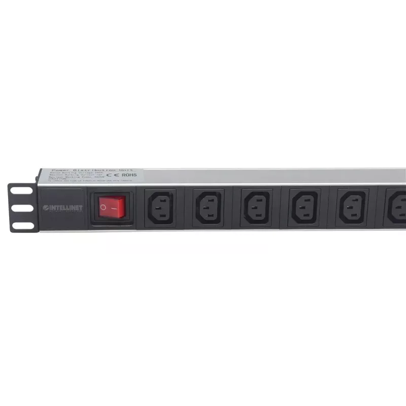 Intellinet 19 Zoll 1U Rackmount 8-fach C13 Power Distribution Unit (PDU) mit abnehmbarem Netzkabel und rückseitigem C20 Eingang