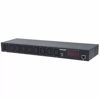 Intellinet 19 inch Intelligente 8-Port-PDU, 19 inch Rack-montierbare C13 Intelligente Stromverteilereinheit; überwacht Leistung, Temperatur und Luftfeuchtigkeit