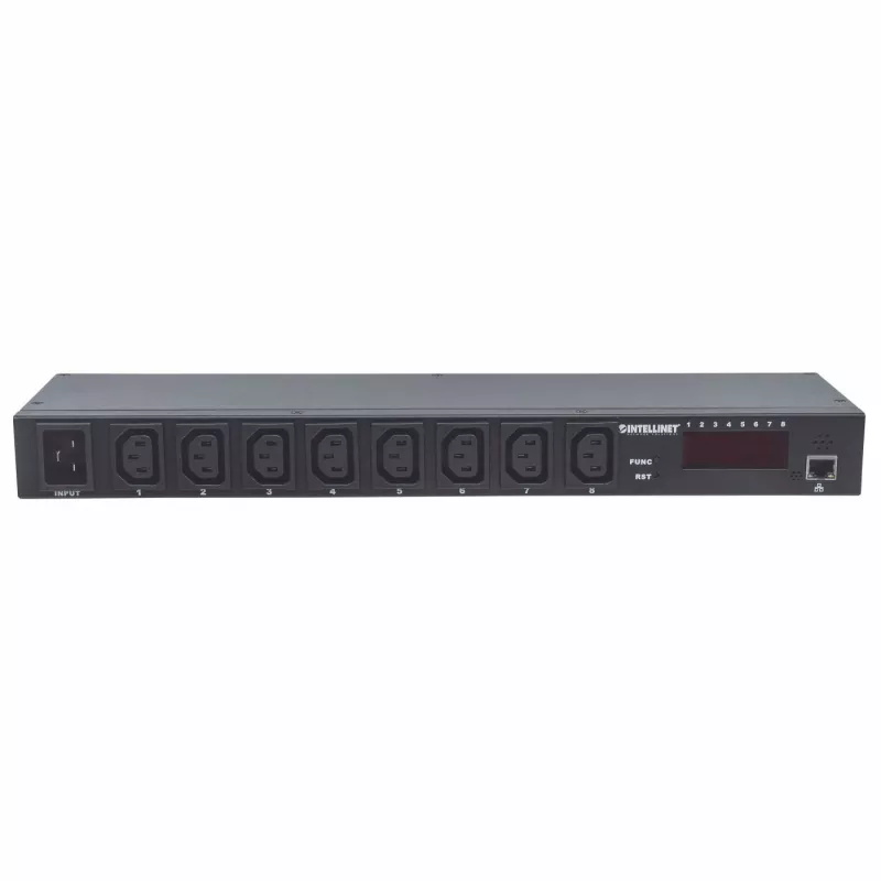 Intellinet 19 inch Intelligente 8-Port-PDU, 19 inch Rack-montierbare C13 Intelligente Stromverteilereinheit; überwacht Leistung, Temperatur und Luftfeuchtigkeit