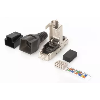 DIGITUS CAT6a Feldkonfektionierbarer Stecker - STP, Staubschutzkappe, Knickschutz