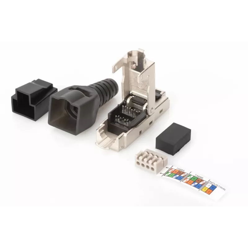 DIGITUS CAT6a Feldkonfektionierbarer Stecker - STP, Staubschutzkappe, Knickschutz