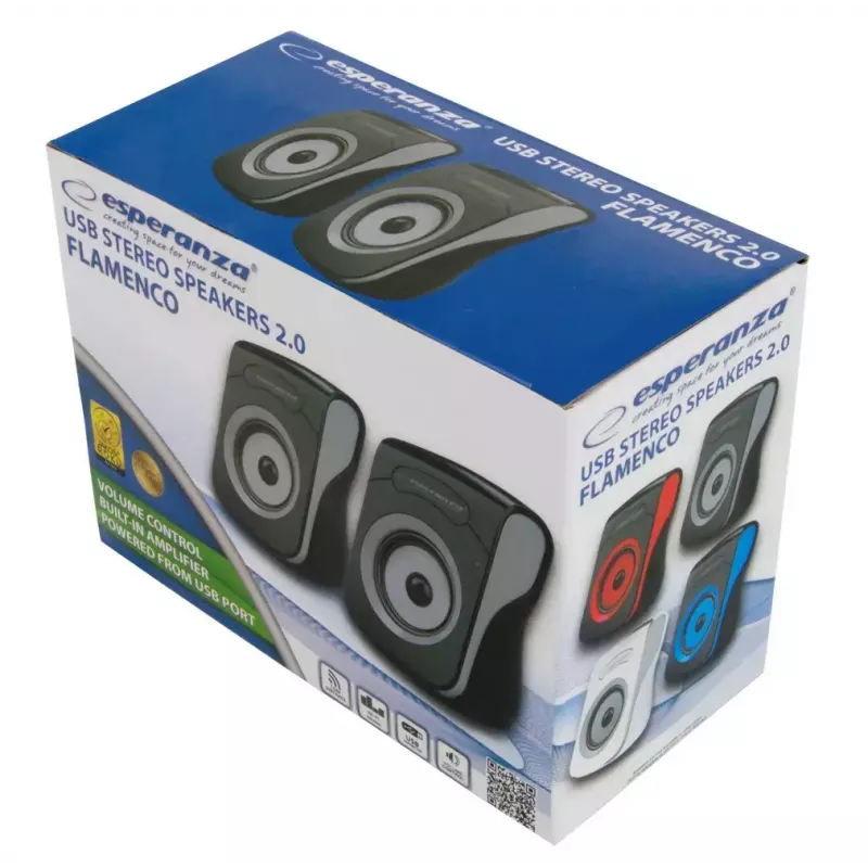 Lautsprecher 2.0 USB Flamenco schwarz/grau, EP140KE, 6W