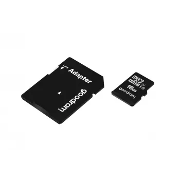 MicroSDHC-Speicherkarte GOODRAM 16 GB Class 10 UHS-I (U1), Lesen 100 MB/s, Schreiben 10 MB/s, magnetgeschützt, mit SD-Adapter