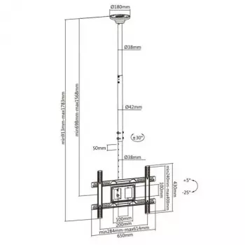 Deckenhalterung MACLEAN MC-803 für LED/LCD-Monitore 23–100 Zoll bis 50 kg VESA 600×400