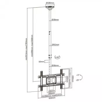 Deckenhalterung MACLEAN MC-803 für LED/LCD-Monitore 23–100 Zoll bis 50 kg VESA 600×400