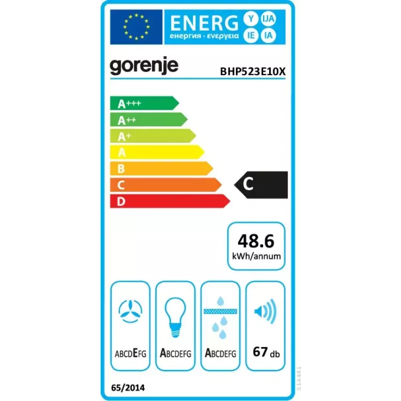 Gorenje BHP523E10X Dunstabzugshaube Semi-Einbau (Ausziehbar) Edelstahl 180 m³/h