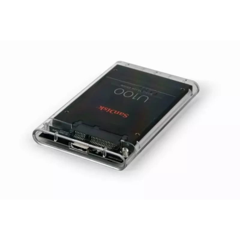GEMBIRD USB 3.0 Gehäuse für 2,5 Zoll SATA HDD 9,5 mm, durchsichtiger Kunststoff