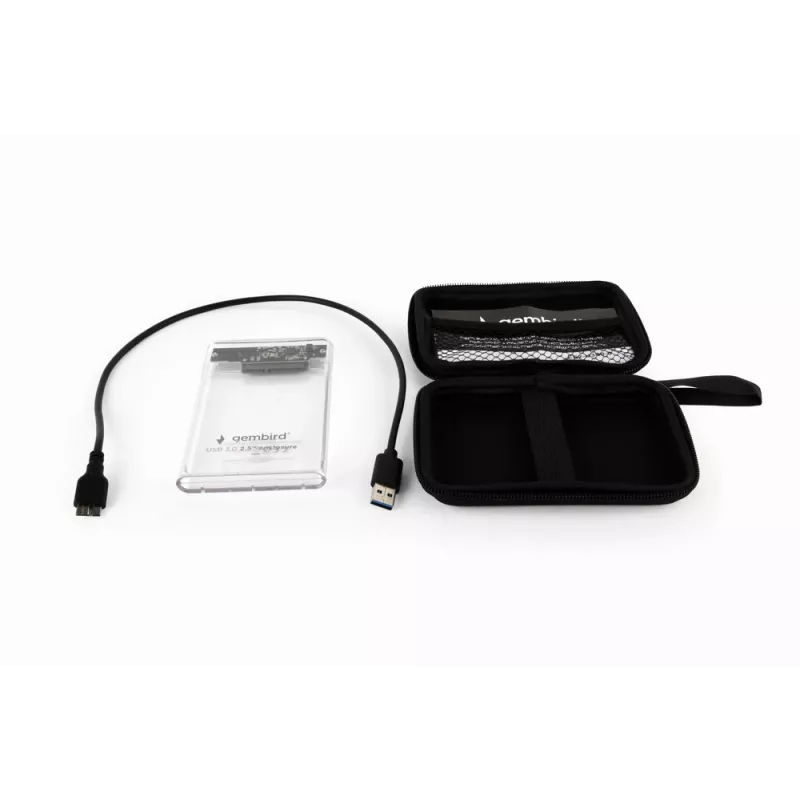 GEMBIRD USB 3.0 Gehäuse für 2,5 Zoll SATA HDD 9,5 mm, durchsichtiger Kunststoff