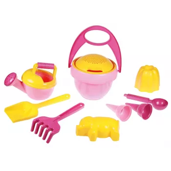 Lena Happy Sand Girls I 10 St., Sandspielzeug-Set, ab 1 Jahr, Rosa, Gelb