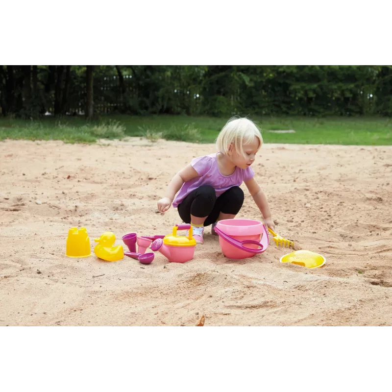 Lena Happy Sand Girls I 10 St., Sandspielzeug-Set, ab 1 Jahr, Rosa, Gelb