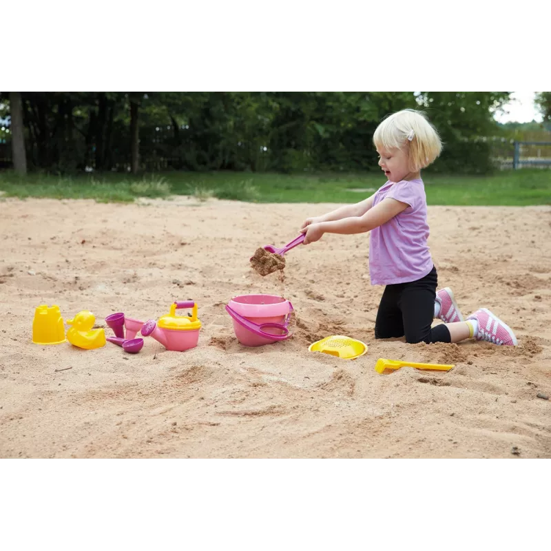 Lena Happy Sand Girls I 10 St., Sandspielzeug-Set, ab 1 Jahr, Rosa, Gelb